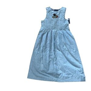 Karen Scott Denim 100% Cotton Sleeveless dress pockets NWT size L .